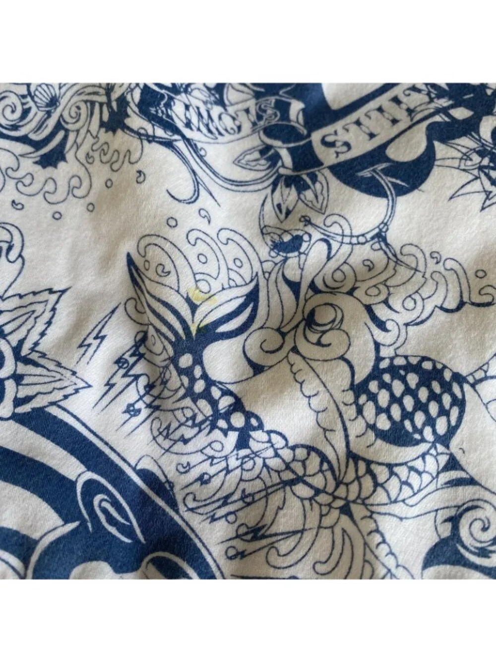 Ed Hardy King Size PILLOW SHAM Blue White Mermaid Skull Love Kills